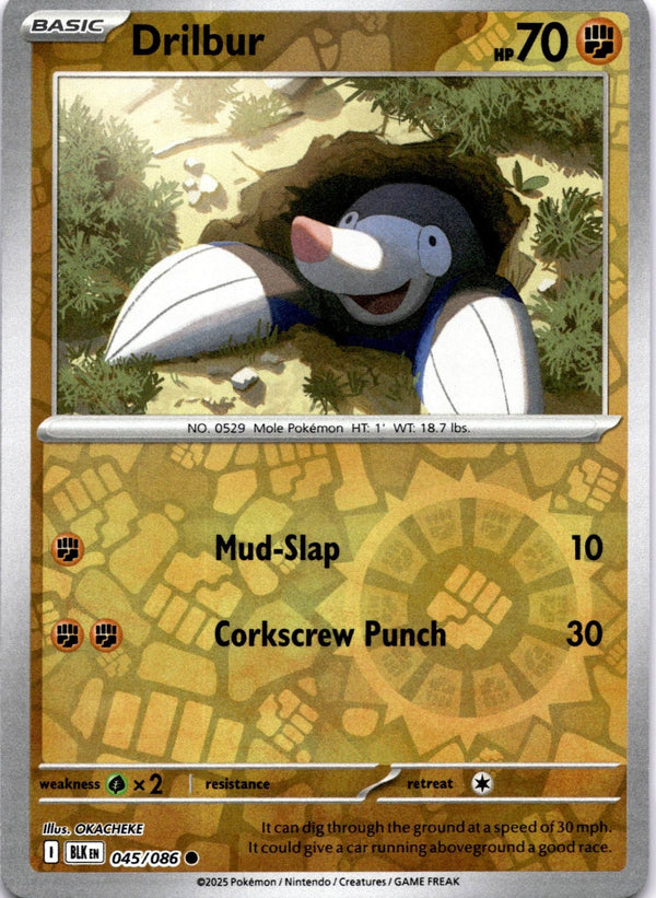 Pokemon Drilbur 045/086 Black Bolt Reverse Holo NM