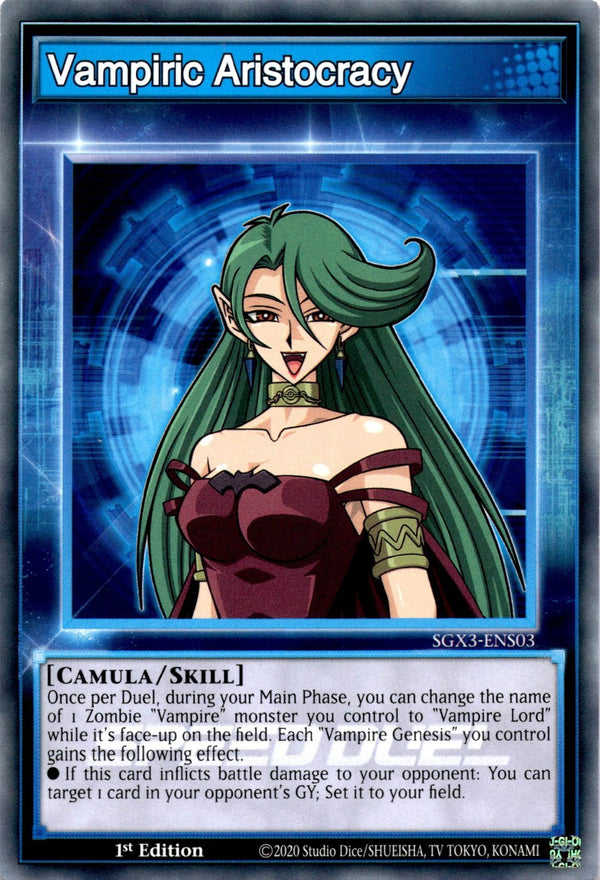 Yugioh Vampiric Aristocracy SGX3-ENS03 Speed Duel Common 1st Edition NM