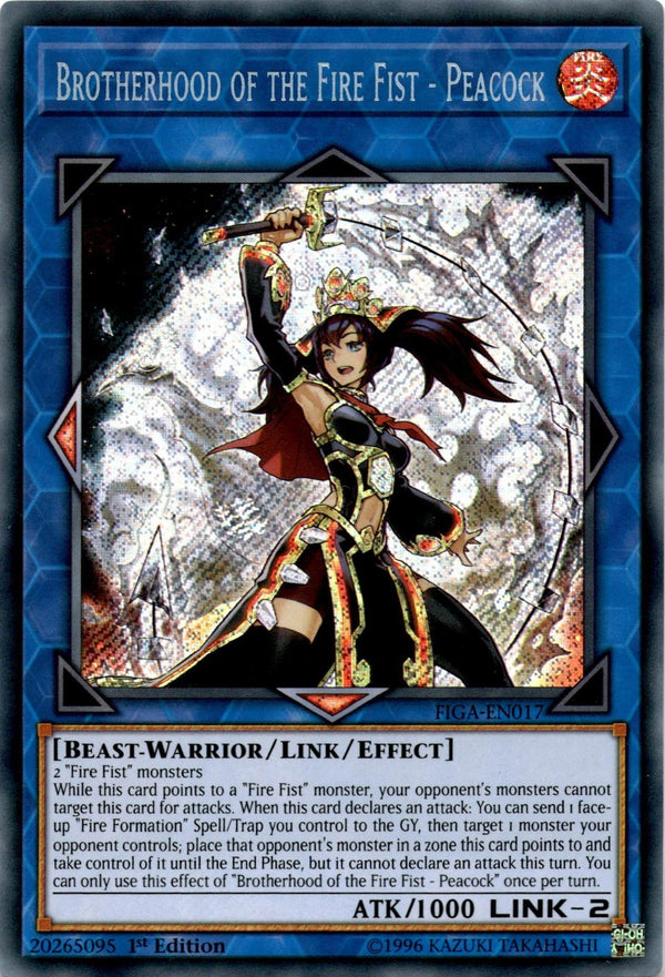 Yugioh Brotherhood of the Fire Fist - Peacock FIGA-EN017 Secret Rare 1st Ed NM