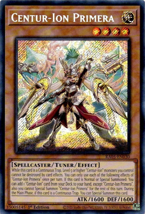 Yugioh Centur-Ion Primera RA05-EN030 NA Print Secret Rare 1st Edition NM
