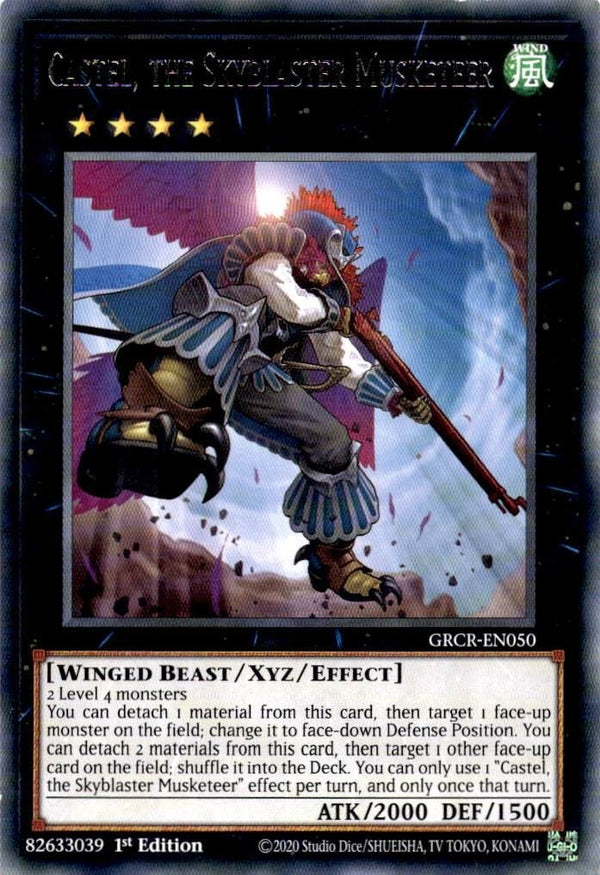 Yugioh Castel, the Skyblaster Musketeer GRCR-EN050 Rare 1st Edition LP