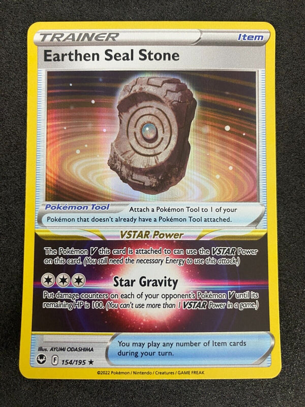 Pokemon Earthen Seal Stone 154/195 Silver Tempest Holo NM