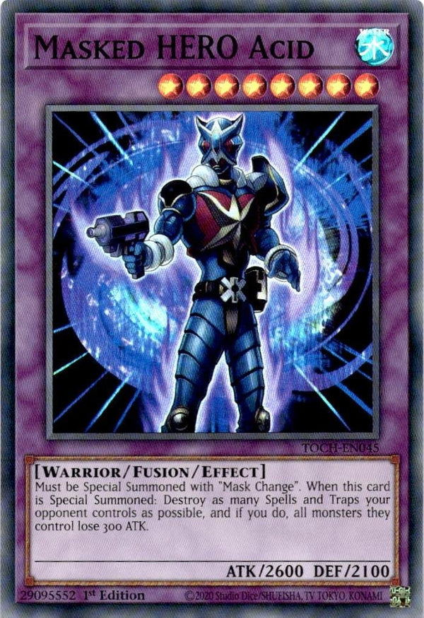 Yugioh Masked HERO Acid TOCH-EN045 Super Rare 1st Edition LP/NM