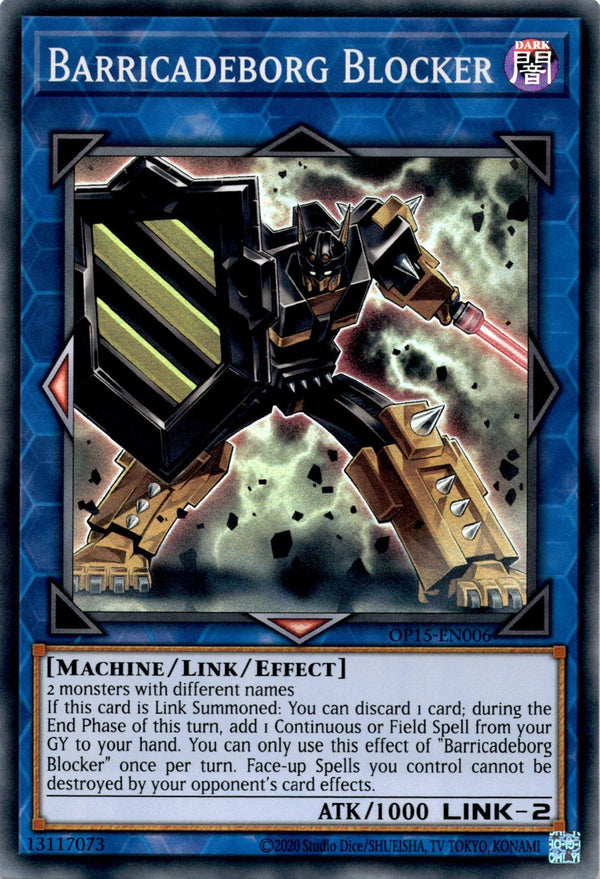 Yugioh Barricadeborg Blocker OP15-EN006 Super Rare Unlimited Edition NM
