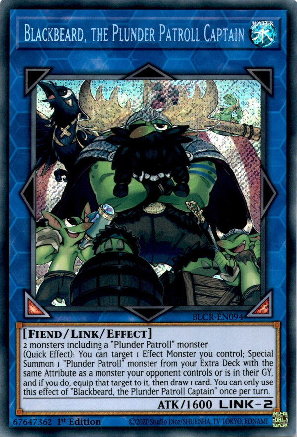 Yugioh Blackbeard, the Plunder Patroll Captain BLCR-EN094 Secret Rare 1st Ed NM