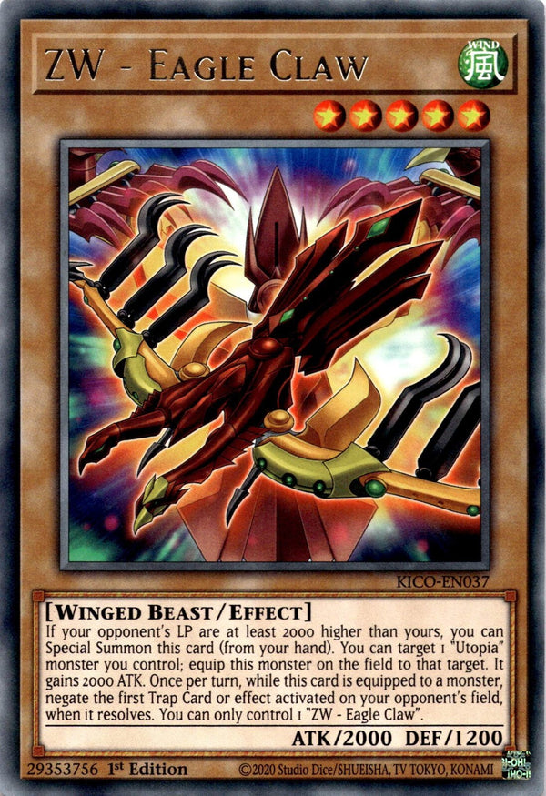 Yugioh ZW - Eagle Claw KICO-EN037 Rare 1st Edition NM