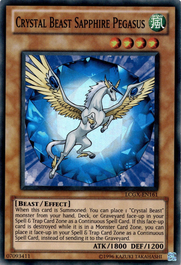 Yugioh Crystal Beast Sapphire Pegasus LCGX-EN161 Super Rare Unlimited Edition LP