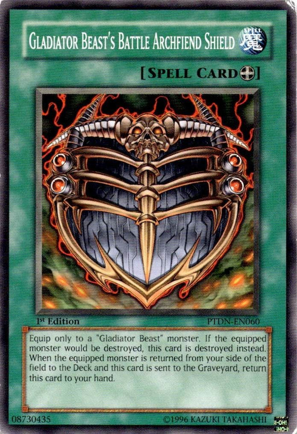Yugioh Gladiator Beast's Battle Archfiend Shield PTDN-EN060 Common 1st Ed MP