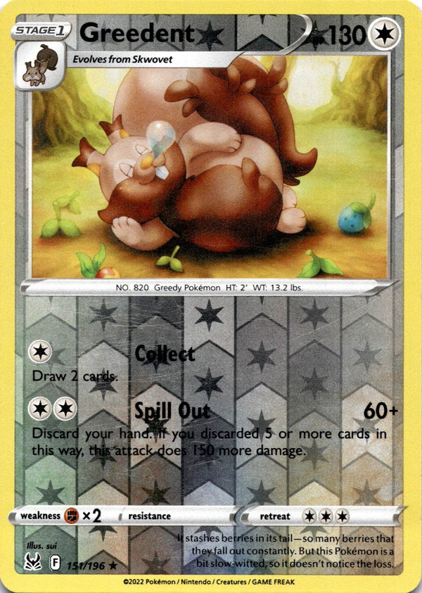 Pokemon Greedent 151/196 Lost Origin Reverse Holo MP/LP