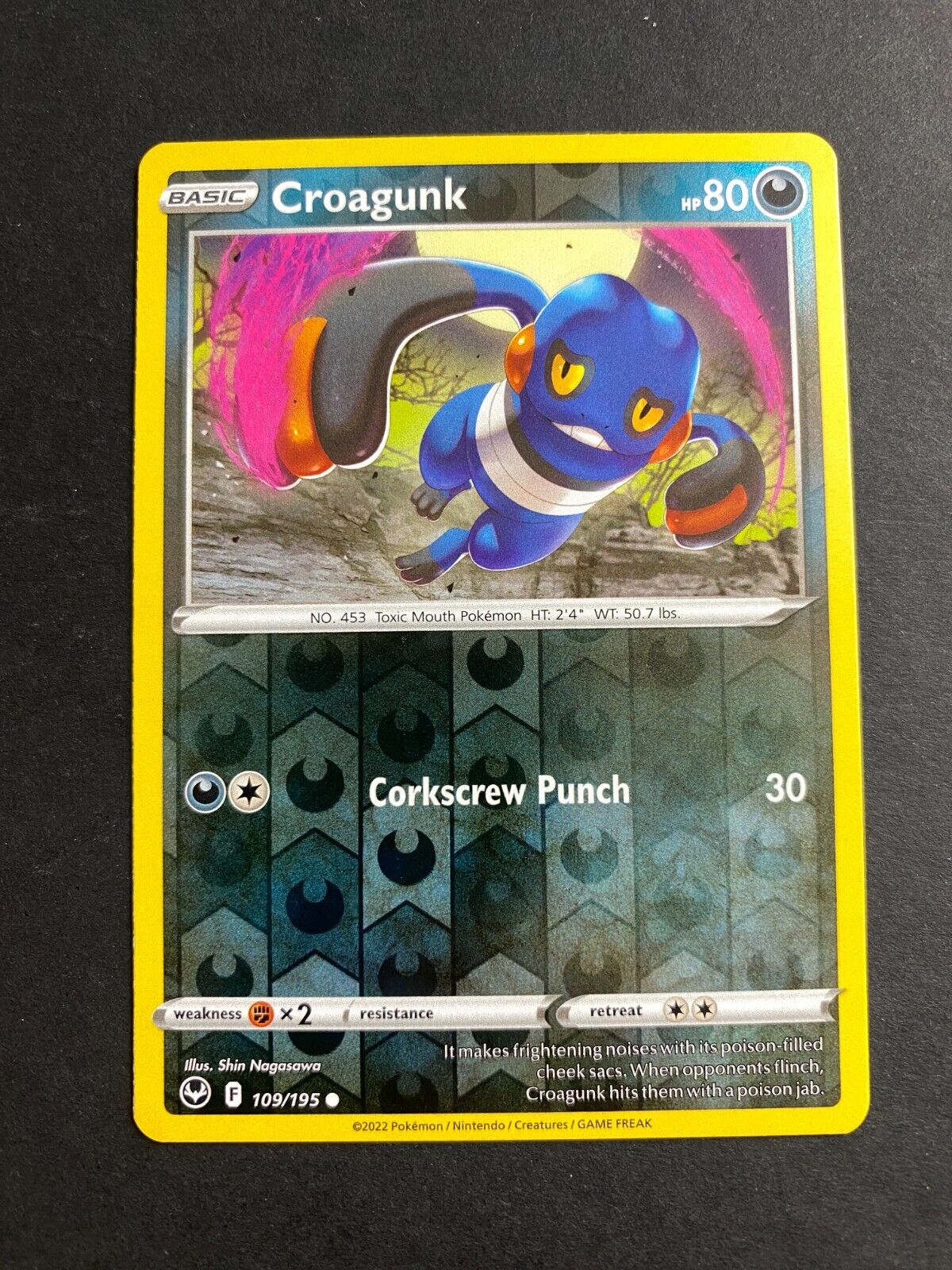 Pokemon Croagunk 109/195 Silver Tempest Reverse Holo VLP/NM