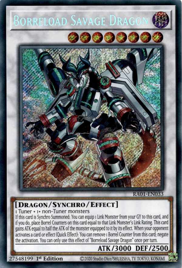 Yugioh Borreload Savage Dragon RA01-EN033 Secret Rare 1st Edition NM