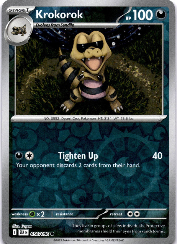 Pokemon Krokorok 058/086 Black Bolt Reverse Holo NM