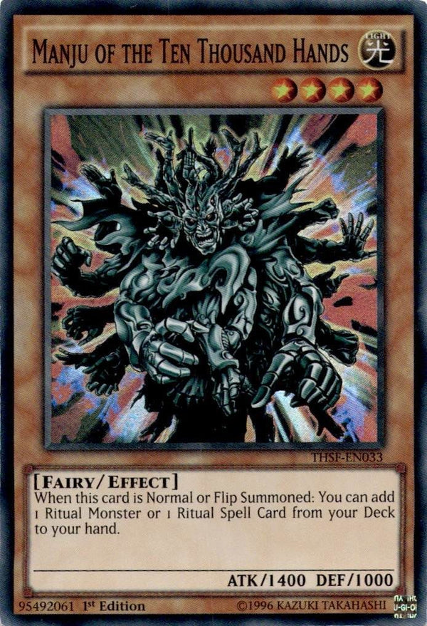 Yugioh Manju of the Ten Thousand Hands THSF-EN033 Super Rare 1st Edition HP