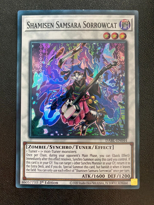 Yugioh Shamisen Samsara Sorrowcat DABL-EN044 Super Rare 1st Edition NM