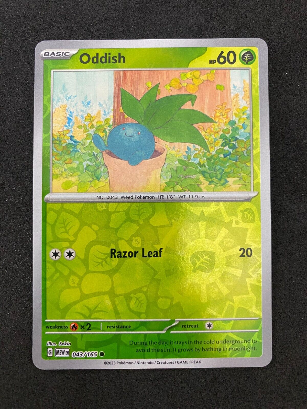 Pokemon Oddish 043/165 Scarlet Violet Reverse Holo NM