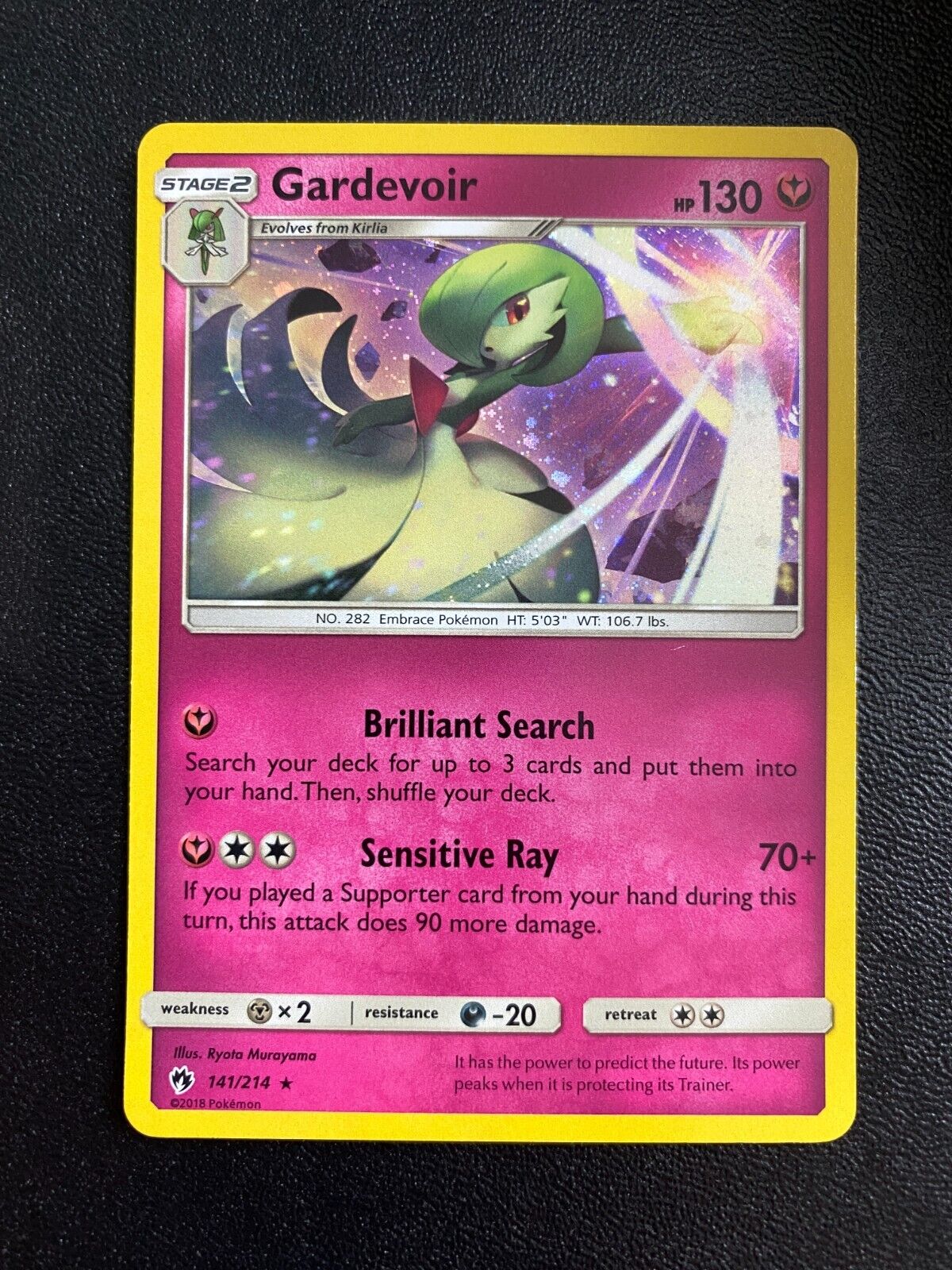 Pokemon Gardevoir 141/214 SM Lost Thunder Rare Cosmos Holo