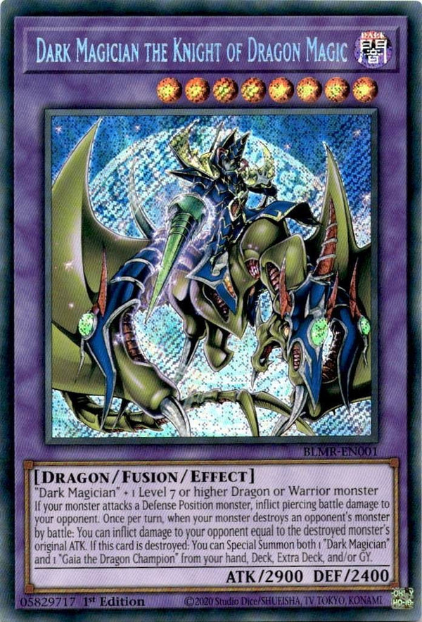 Yugioh Dark Magician the Knight of Dragon Magic BLMR-EN001 Secret Rare VLP/NM