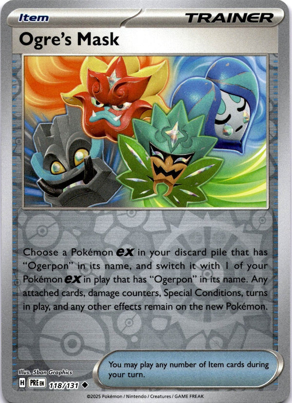 Pokemon Ogre's Mask 118/131 Prismatic Evolutions Reverse Holo NM