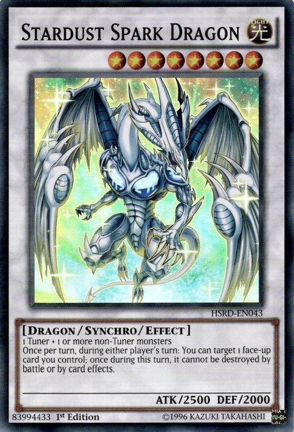 Yugioh Stardust Spark Dragon HSRD-EN043 Super Rare 1st Edition LP