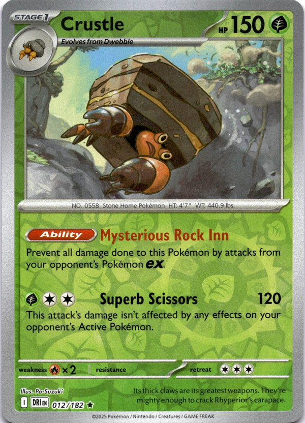 Pokemon Crustle 012/182 Destined Rivals Reverse Holo NM