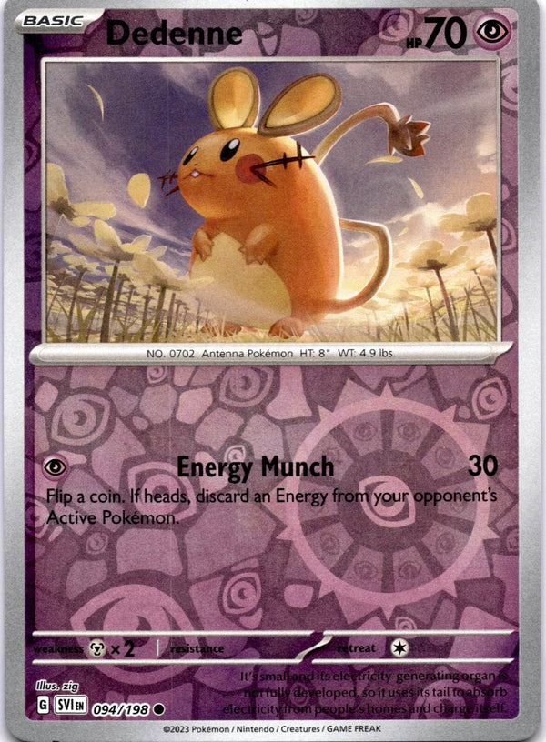 Pokemon Dedenne 094/198 Scarlet Violet Base Reverse Holo NM