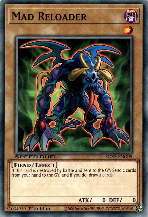 Yugioh Mad Reloader SGX3-ENG05 Speed Duel Common 1st Edition NM