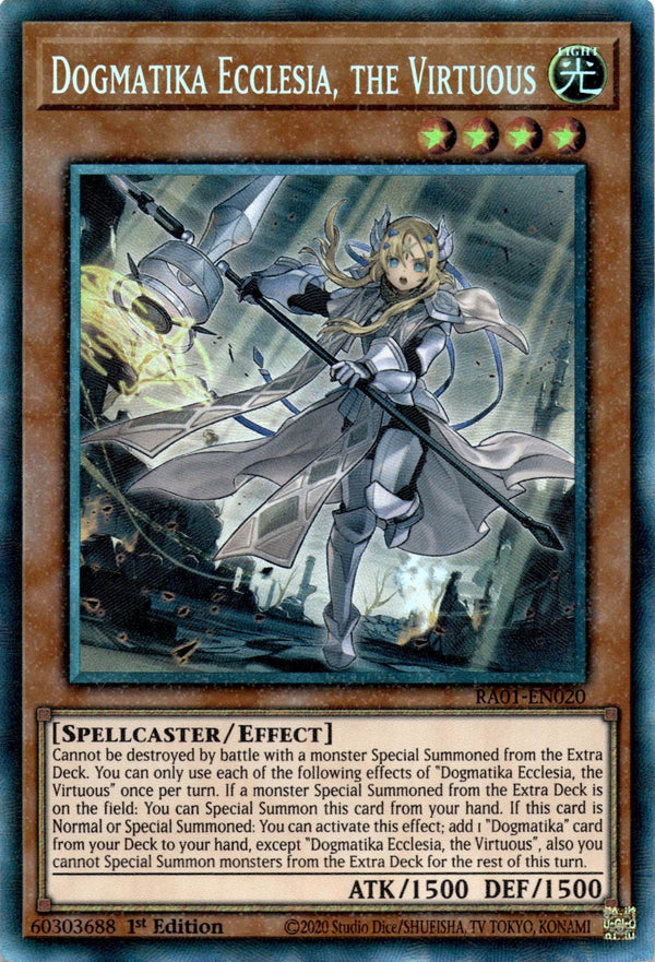 Yugioh Dogmatika Ecclesia, the Virtuous RA01-EN020 Collector’s Rare 1st Ed NM