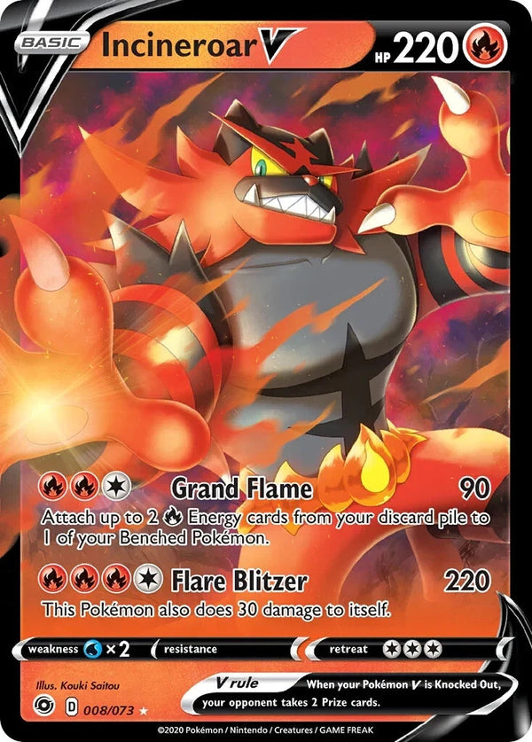 Pokemon Incineroar V 008/073 Champion’s Path Full Art Holo NM