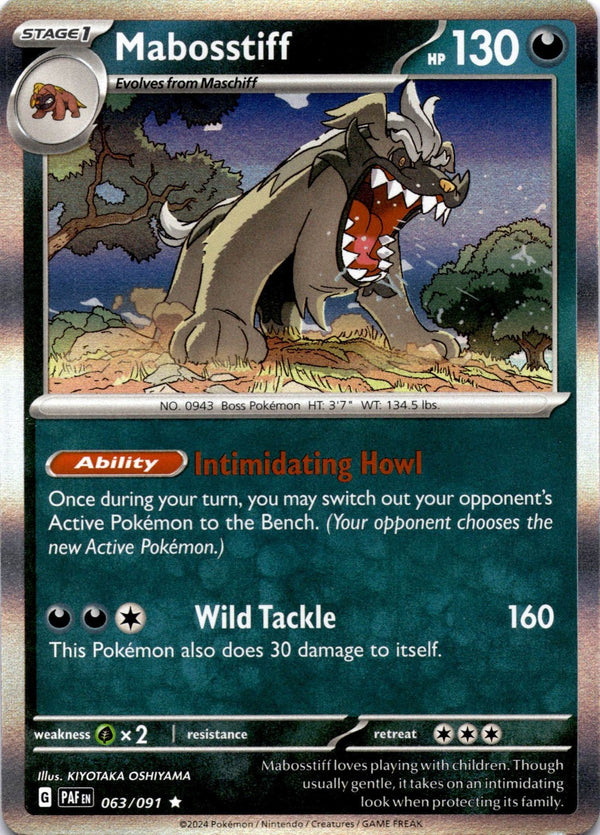 Pokemon Mabosstiff 063/091 Paldean Fates Holo NM