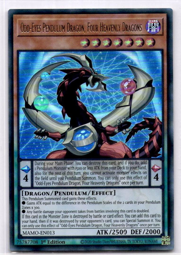 Yugioh Odd-Eyes Pendulum Dragon, Four Heavenly Dragons MAMO-EN013 Ultra Rare NM