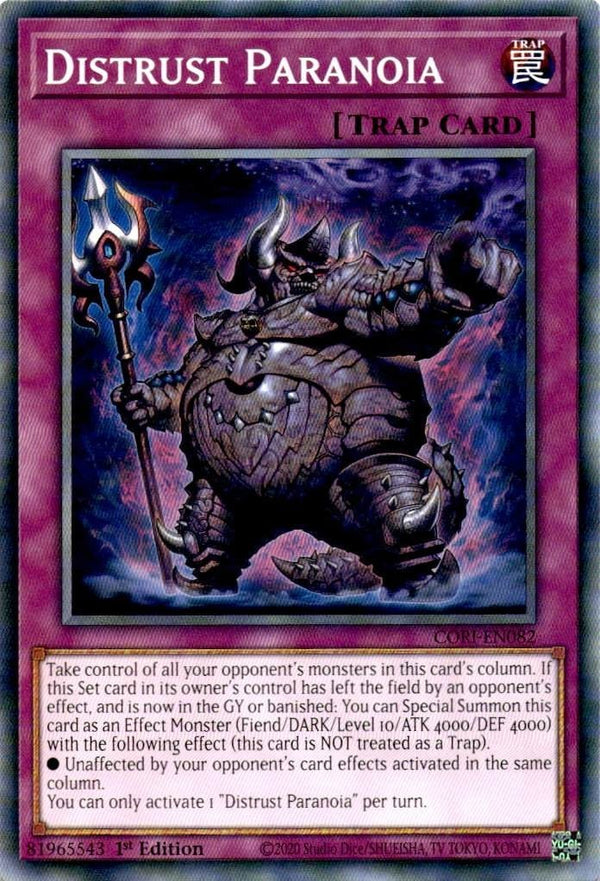 Yugioh Distrust Paranoia CORI-EN082 Common 1st Edition NM