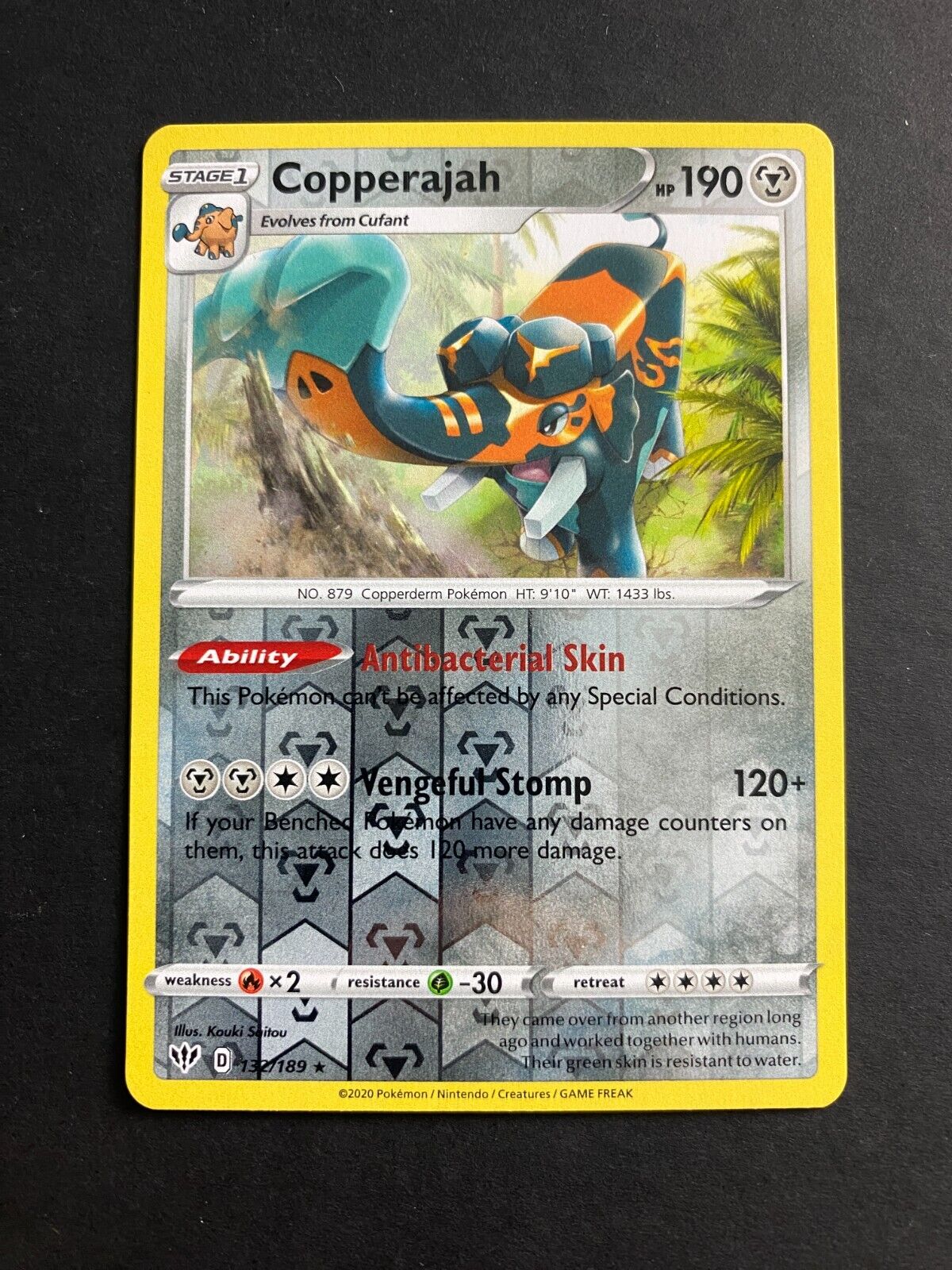 Pokemon Copperajah 132/189 Darkness Ablaze Reverse Holo NM