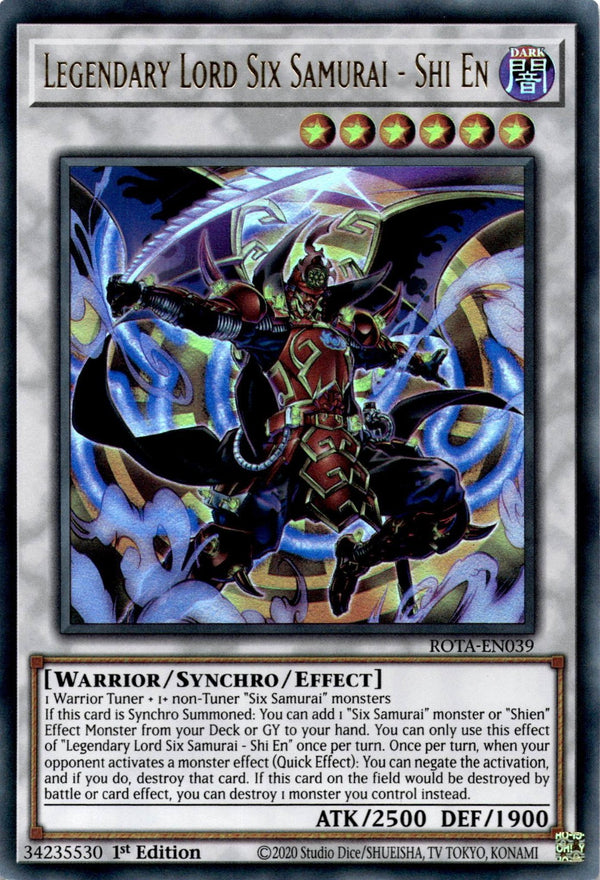 Yugioh Legendary Lord Six Samurai - Shi En ROTA-EN039 Ultra Rare 1st Ed VLP/NM