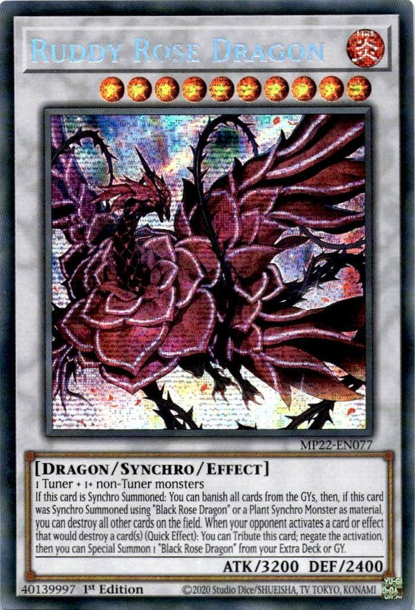 Yugioh Ruddy Rose Dragon MP22-EN077 Secret Rare 1st Edition VLP/NM