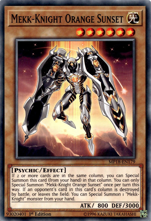 Yugioh Mekk-Knight Orange Sunset MP18-EN179 Common 1st Edition NM