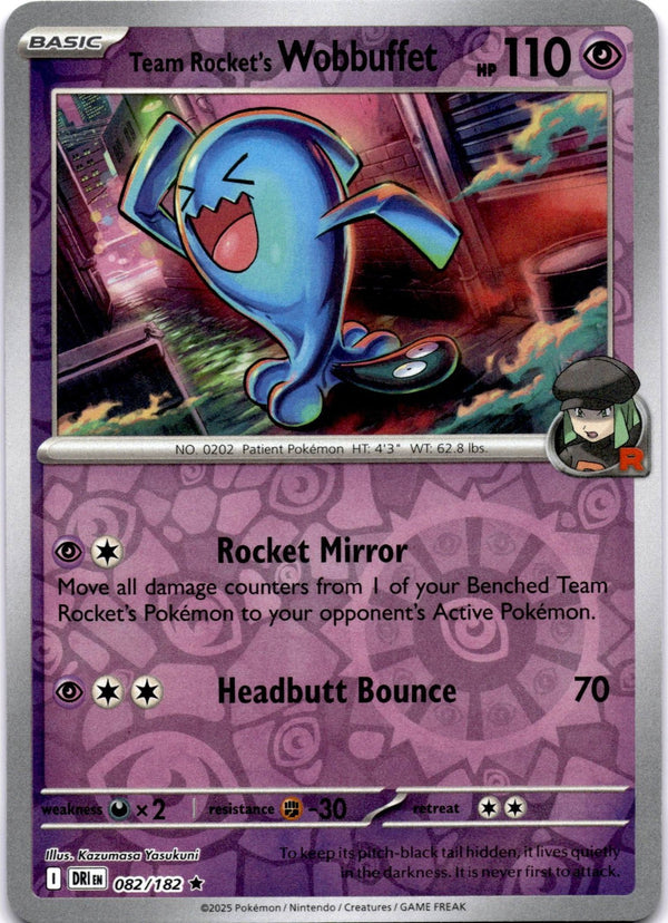 Pokemon Team Rocket's Wobbuffet 082/182 Destined Rivals Reverse Holo NM