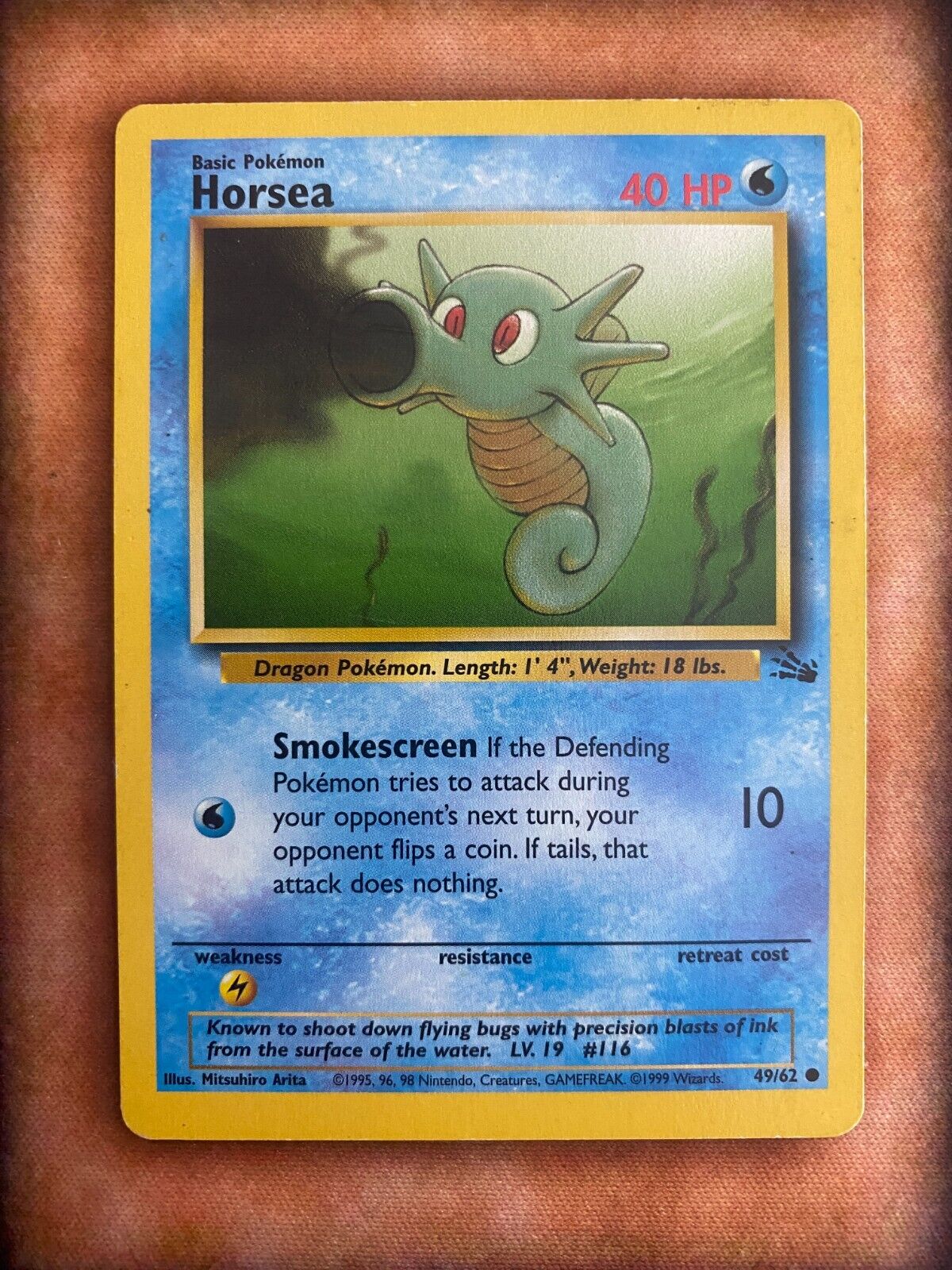 Pokemon Horsea 49/62 Fossil HM-MP