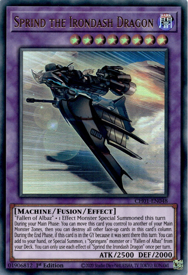 Yugioh Sprind the Irondash Dragon CH01-EN048 Ultra Rare 1st Edition NM
