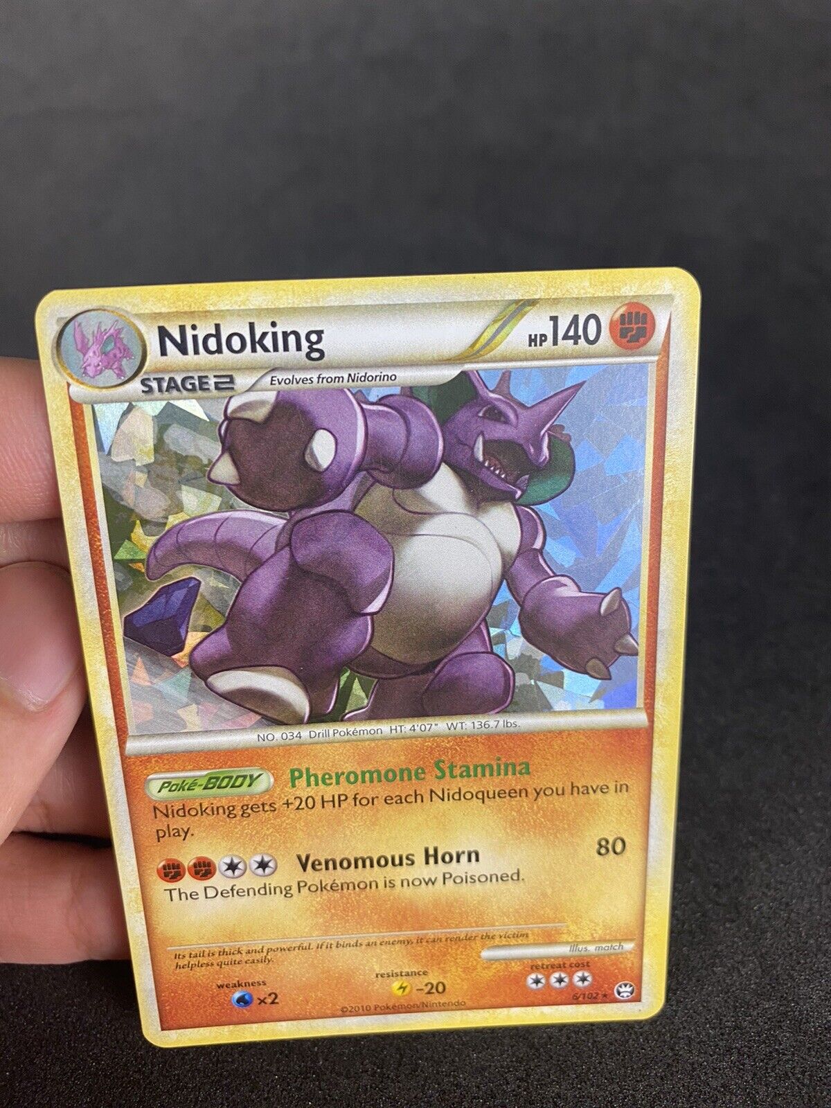 Pokemon Nidoking 6/102 HGSS Triumphant Cracked Ice Holo NM