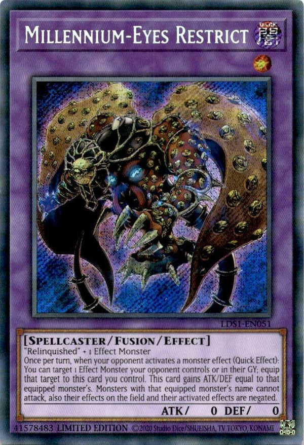 Yugioh Millennium-Eyes Restrict LDS1-EN051 Secret Rare Limited Edition VLP/NM