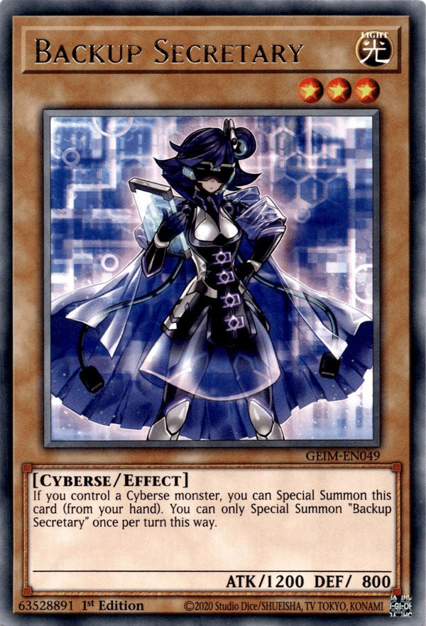 Yugioh Backup Secretary GEIM-EN049 Rare 1st Edition NM