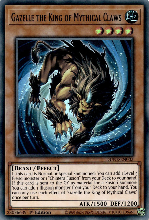 Yugioh Gazelle the King of Mythical Claws DUNE-EN003 Super Rare 1st Edition NM