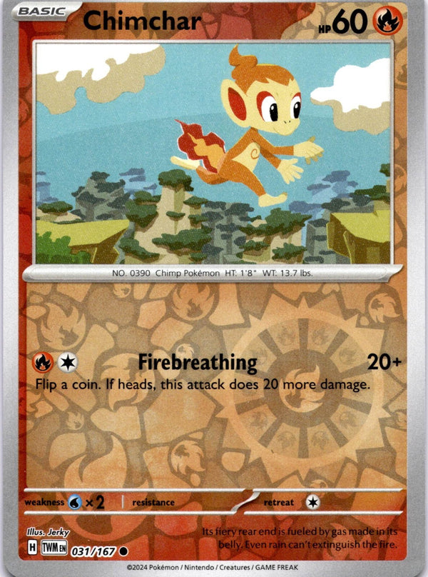 Pokemon Chimchar 031/167 Twilight Masquerade Reverse Holo NM