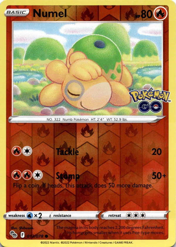 Pokemon Numel 013/078 Pokemon Go Reverse Holo NM