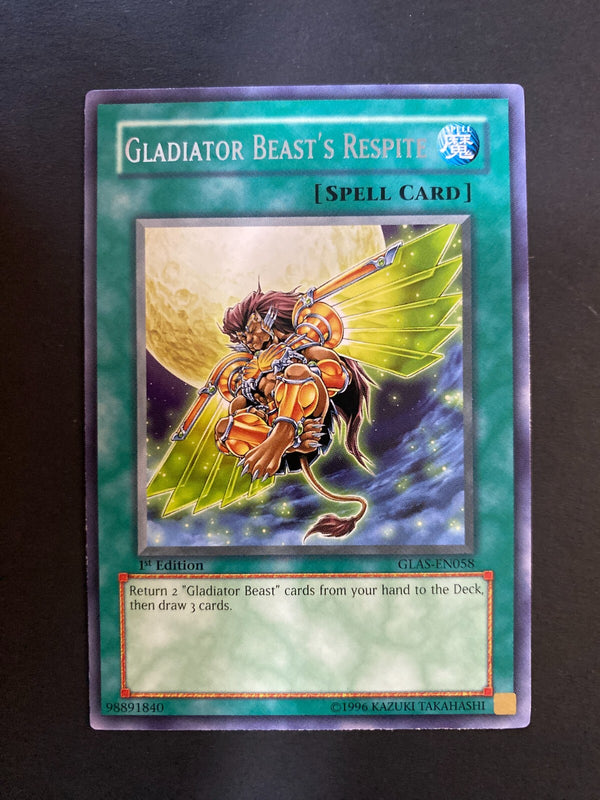 Yugioh Gladiator Beast's Respite GLAS-EN058 Rare 1st Edition NM