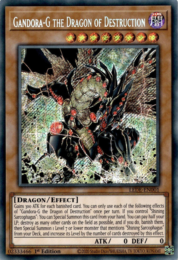 Yugioh Gandora-G the Dragon of Destruction LEDE-EN001 Secret Rare 1st Edition NM