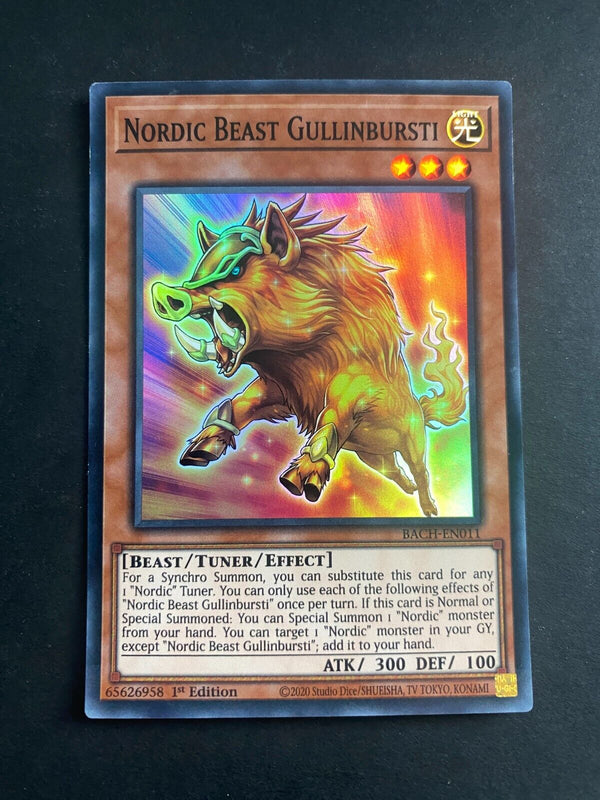 Yugioh Nordic Beast Gullinbursti BACH-EN011 Super Rare 1st Edition LP