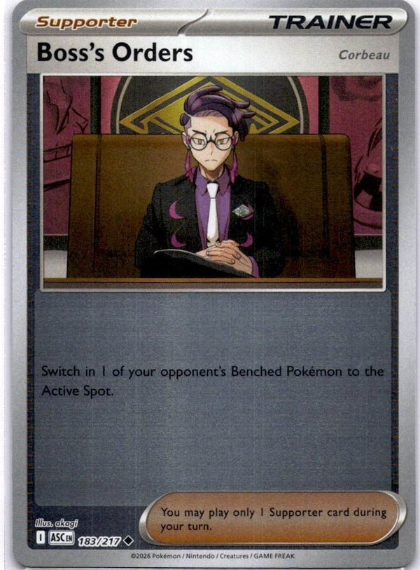 Pokemon Boss's Orders 183/217 Ascended Heroes Reverse Holo NM