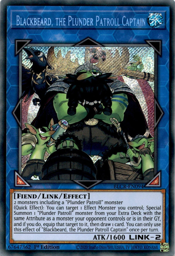 Yugioh Blackbeard, the Plunder Patroll Captain BLCR-EN094 Secret Rare 1st Edi NM