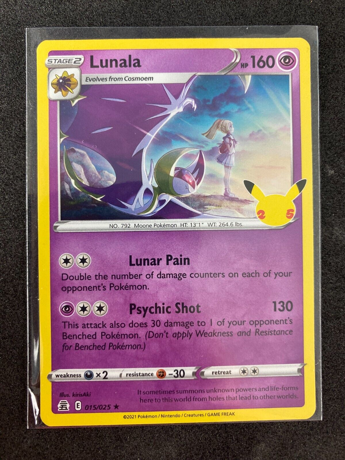 Pokemon Lunala 015/025 Celebrations Holo NM